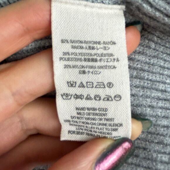 Free People Softly Structured Knit Tunic Sweater Knit Turtleneck Pullover Gray S - Picture 9 of 10